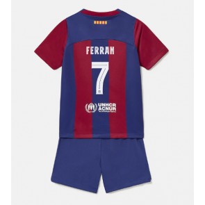 Barcelona Ferran Torres #7 Domaci Dres za Dječji 2023-24 Kratak Rukavima (+ kratke hlače)